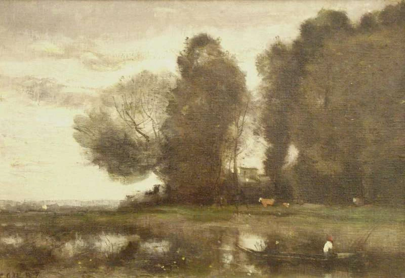 Jean - Baptiste, Camille Corot, 164, pescatore sul fiume, Israel Museum, Jerusalem
